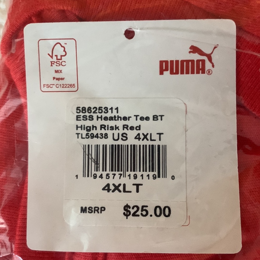 ⭐️NEW PUMA Red Heather Tee Shirt Size 4XLT - Picture 6 of 7